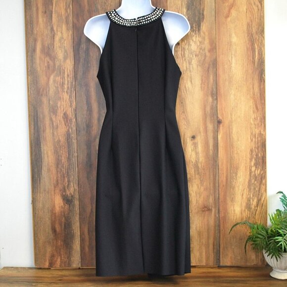 Alex Evenings Embellished Halter Neck Ruched Sheath Dress Navy 10 - Picture 4 of 6